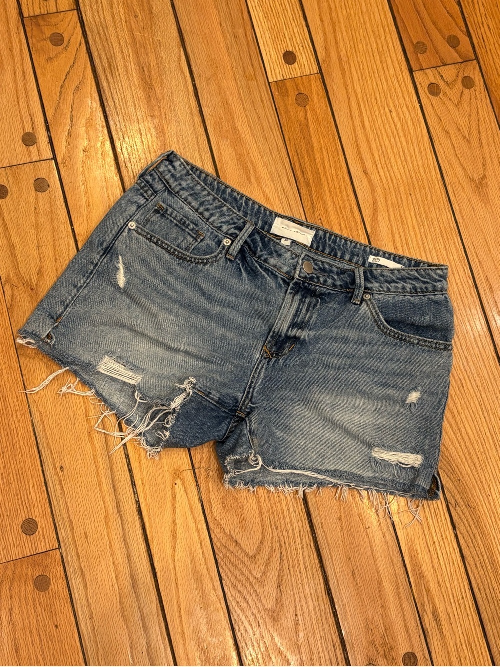 Dear John Gigi Frayed Distressed Denim Jean Shorts - Blue size 30